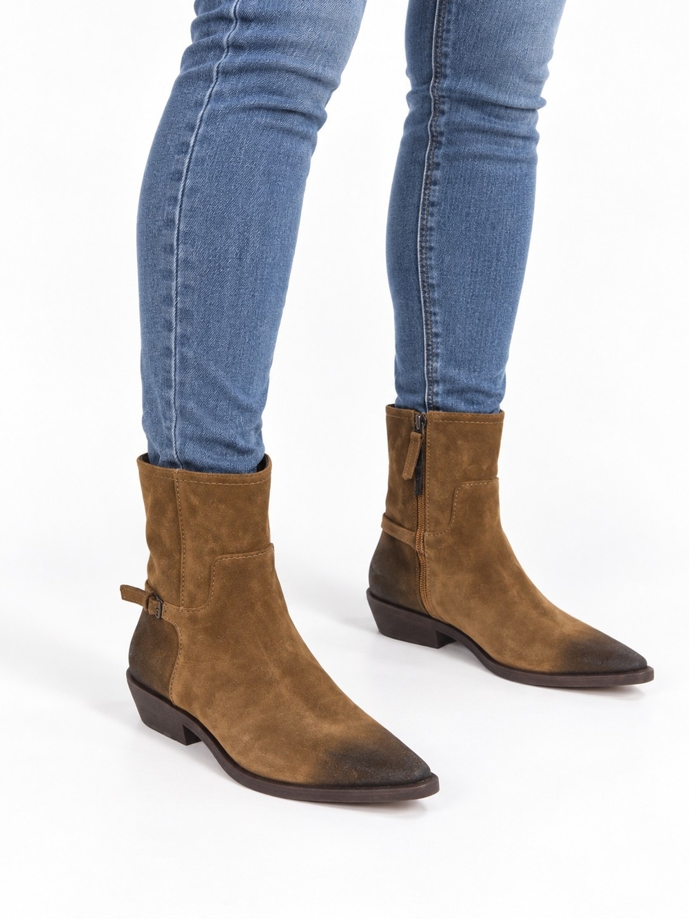 Zara Brown Suede Leather Pointed Toe Ankle Boots Women’s Size 8 NWT